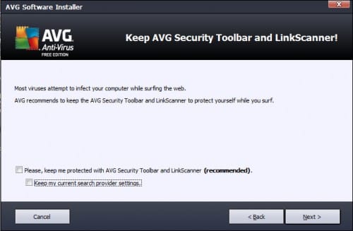 Remove AVG Security Toolbar and LinkScanner