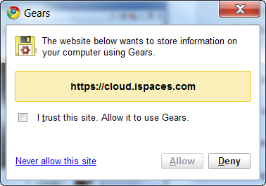 iSpaces Gears permissions
