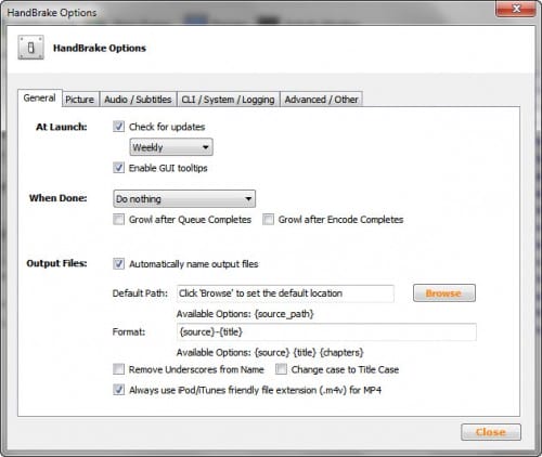 Handbrake Options