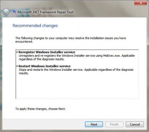 Microsoft .NET Framework repair tool