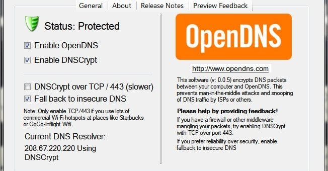 OpenDNS DNSCrypt for Windows