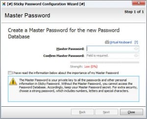 Create Master Password in Sticky Password