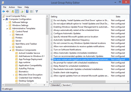 No auto-restart with logged on users