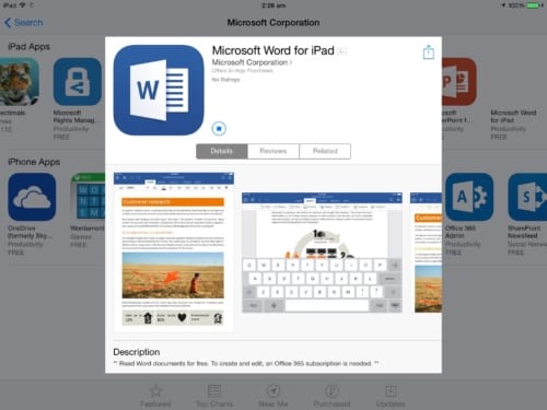 Microsoft Word for iPad