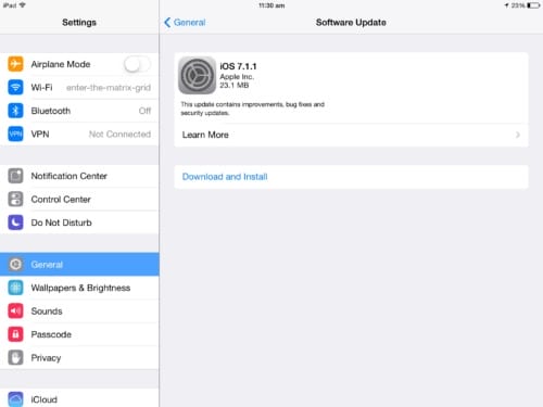 Download iOS 7.1.1 update