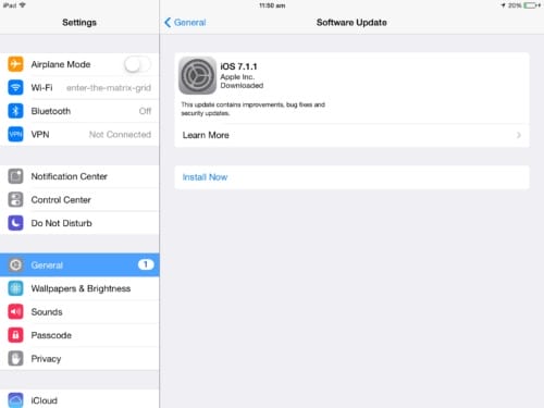Install iOS 7.1.1 (build 11D201) update