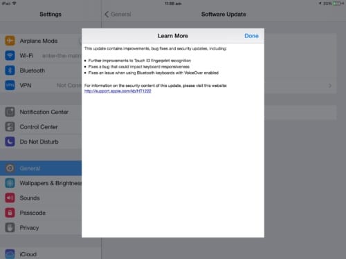 iOS 7.1.1 update