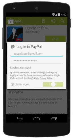 Use PayPal as alternative of Google Wallet to purchase on Play Store