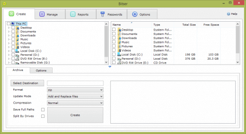Open ZIP files using Bitser free file compressor for Windows