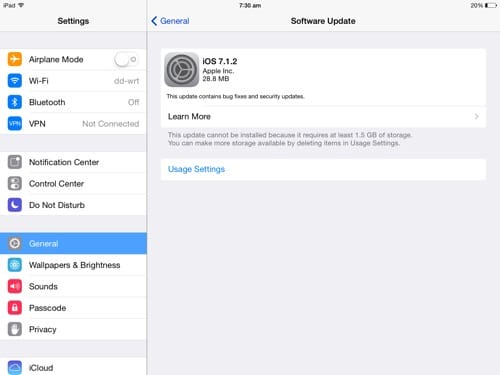 Install iOS 7.1.2 Update