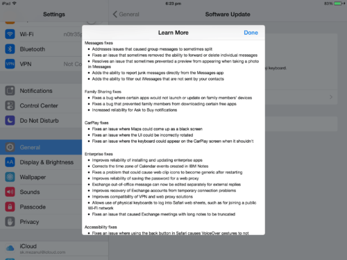 iOS 8.3 Update Change Log
